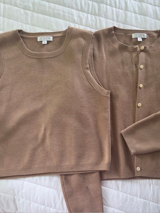 J. Crew Tops - J. Crew Camel Brown Knit Shell and Button Cardigan Set